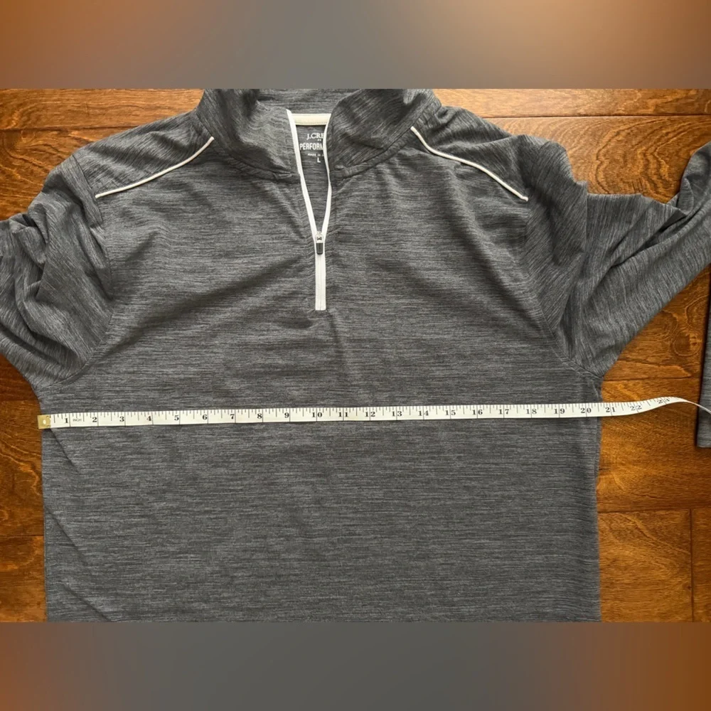 J Crew Performance Pullover Mens L Heather Gray 1/4 Zip Stretch Long Sleeve